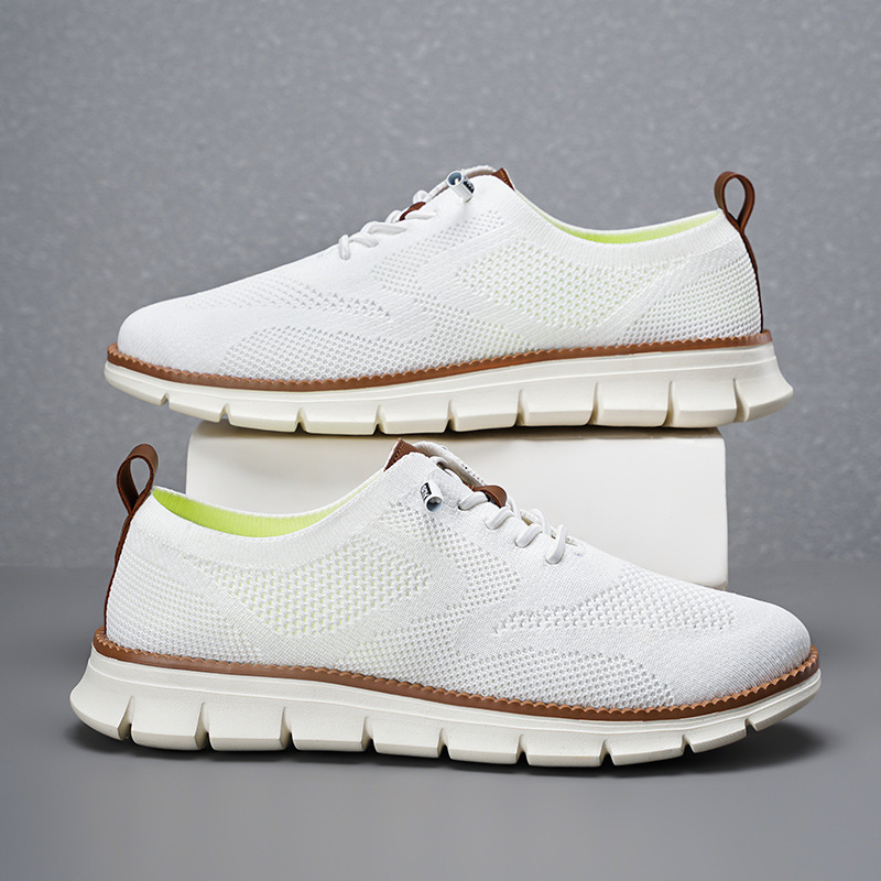 Knit Fabric Lace Up Sneakers - Novos Tênis Casuais Masculinos 2026 de