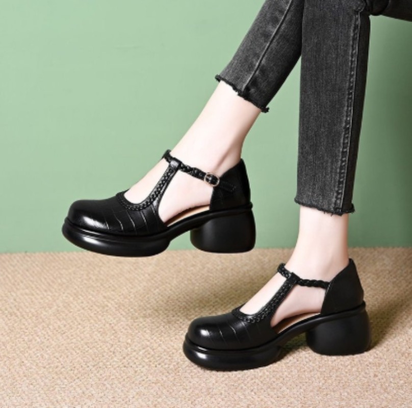 Sandals - Sandálias femininas pretas com estampa de