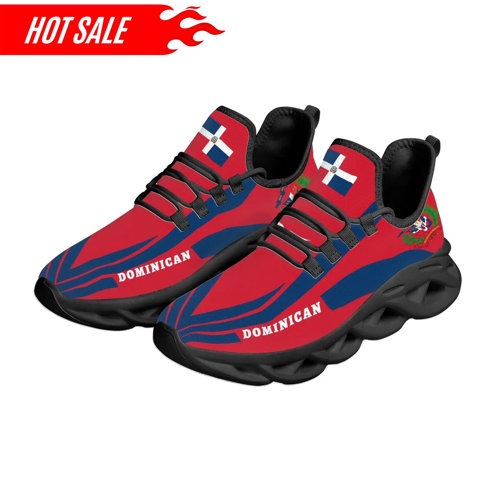 Quente bandeira dominicana emb - Knit Fabric Lace Up Sneakers avaliação e preço