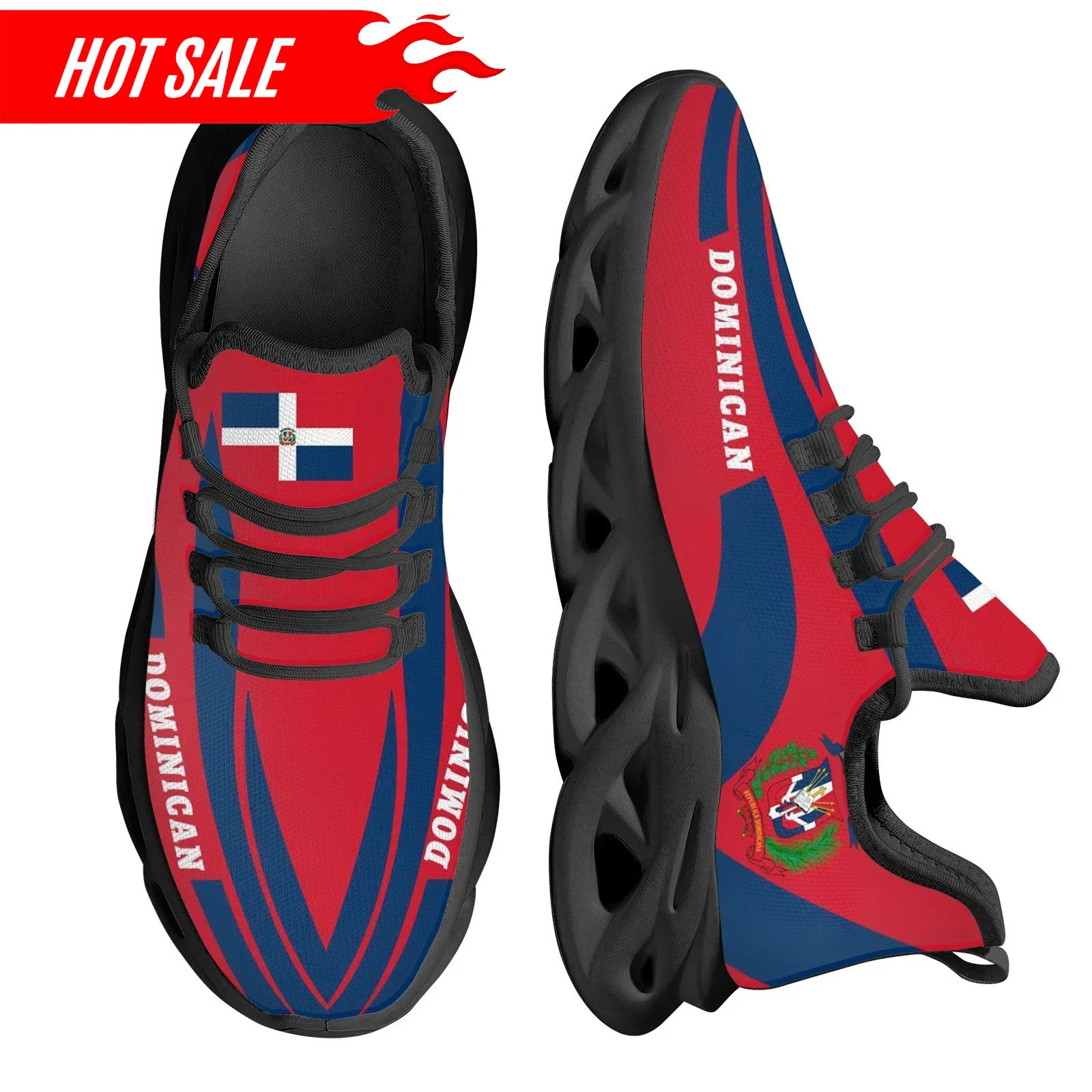 Quente bandeira dominicana emb - Knit Fabric Lace Up Sneakers avaliação e preço