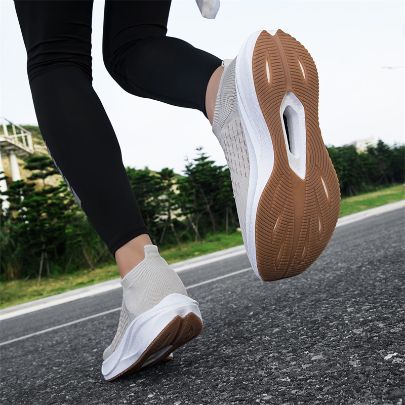 Tênis Unissex Slip-On Respiráv - Knit Fabric Lace Up Sneakers avaliação e preço